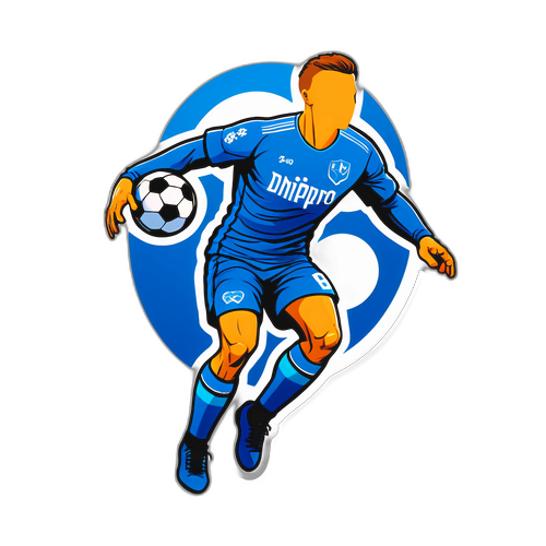 Ілюстрація героя у формі футболіста, що представляє Дніпро