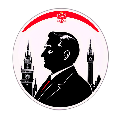 Minimalist naklejka Macieja Świrskiego z sylwetką znanego zabytku