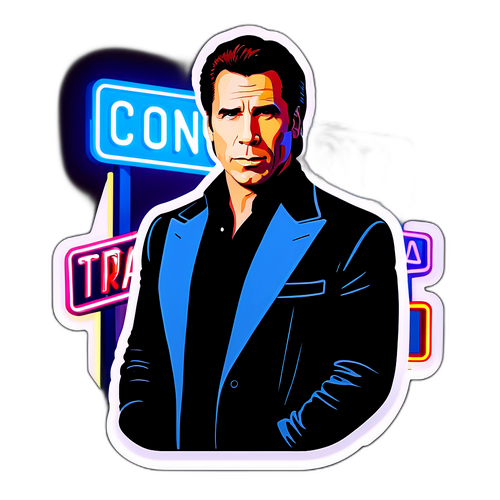 John Travolta i skyggen af et neonskilt