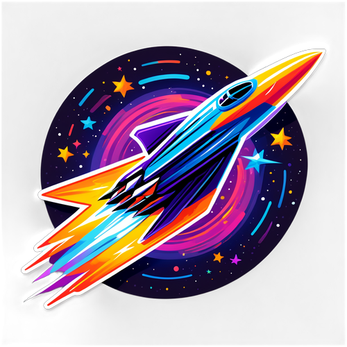 Stylized Jet in a Colorful Galaxy