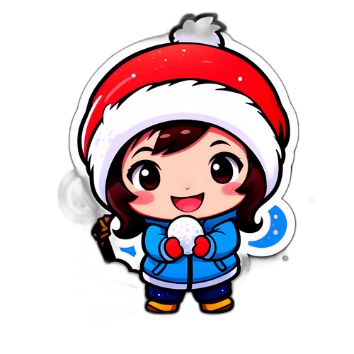Một nhân vật chibi chơi trong tuyết