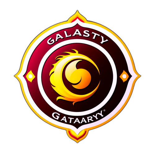 สติ๊กเกอร์สวยงามของโลโก้ Galatasaray ที่มีสีสันสดใสและองค์ประกอบฟุตบอล