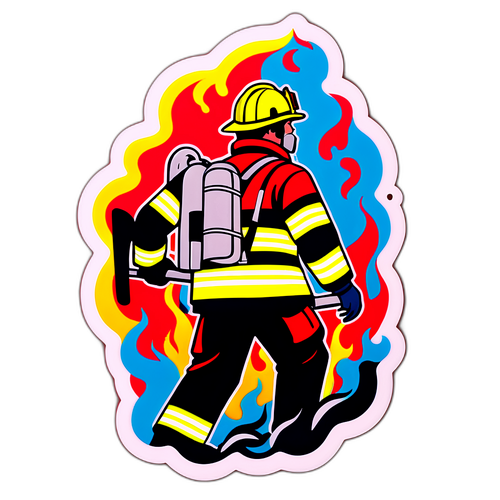 Brave Firefighter in Action