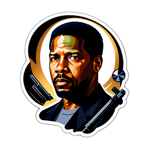 Denzel Washington avec des éléments cinématographiques iconiques
