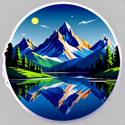 Scenic Mountain Landscape Sticker