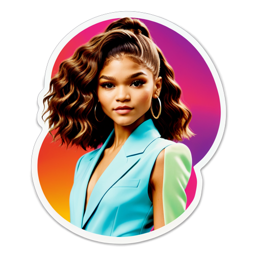 Hình ảnh của Zendaya trên nền nhiều màu sắc rực rỡ