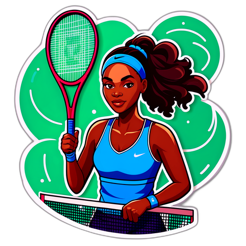 Portrait artistique de Victoria Mboko avec des éléments de tennis