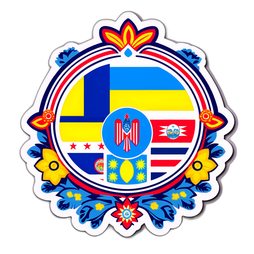 Наклейка з символами України та Парагваю