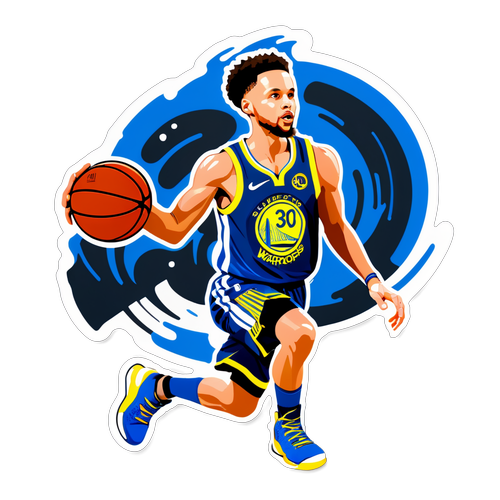 Ang Sikat na Sticker ni Stephen Curry na Nagtatapon ng Basketball: Umaapaw ng Enerhiya at Kulay ng Warriors!