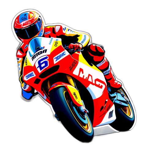 Ilustrasi Motor MotoGP Melayang di Atas Garis Finish