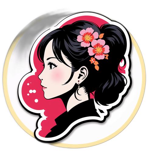 美しい女性のプロファイルステッカー