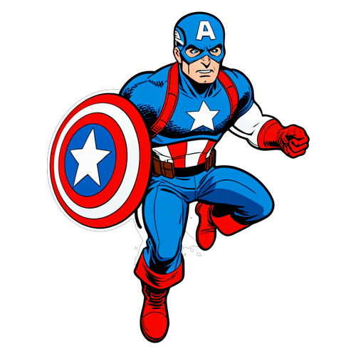 Captain America i en actionfylld pose