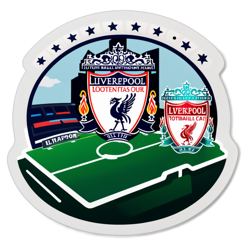 Ilustración de un campo de fútbol con los logos de Liverpool y Tottenham Hotspur