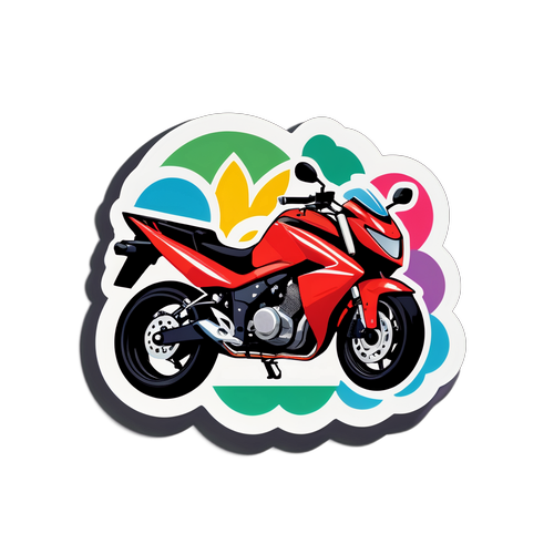 オカダのバイク趣味を表現するカラフルなステッカー