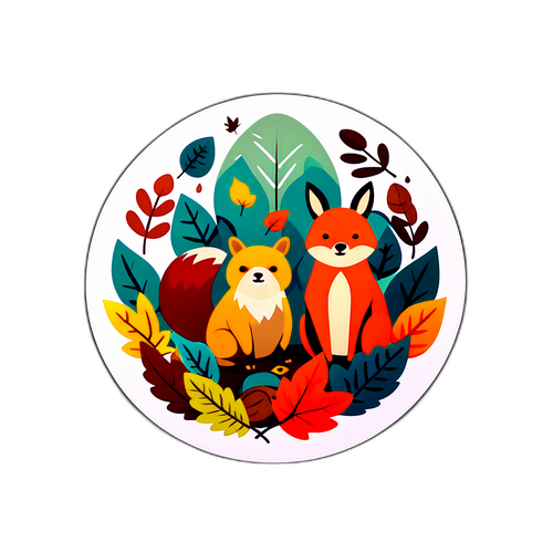 Podzimní příroda s lesními zvířaty