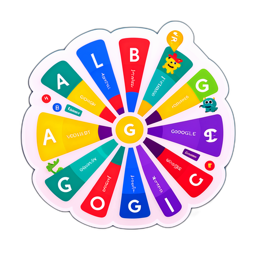 알파벳과 구글의 진화를 보여주는 인포그래픽 스타일 스티커