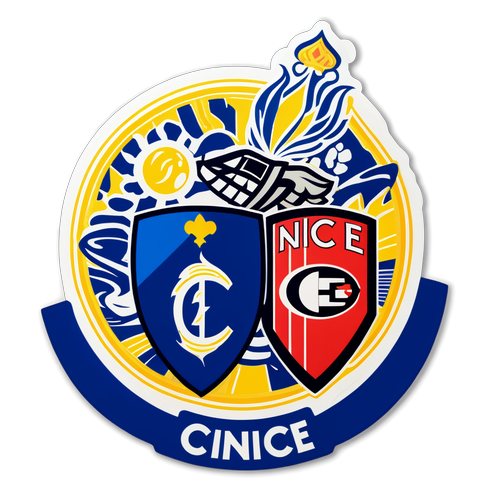 Autocollant illustrant le match entre l'Union Saint-Gilloise et Nice