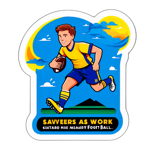 Motivational Football Sticker Featuring Sawyer Robertson
