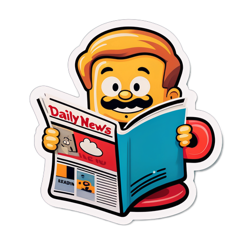 Vennlig Karrikatur Lesende med Avis