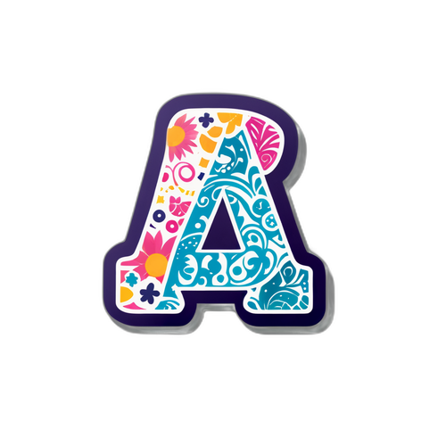 Stiker Huruf A Berwarna Cerah