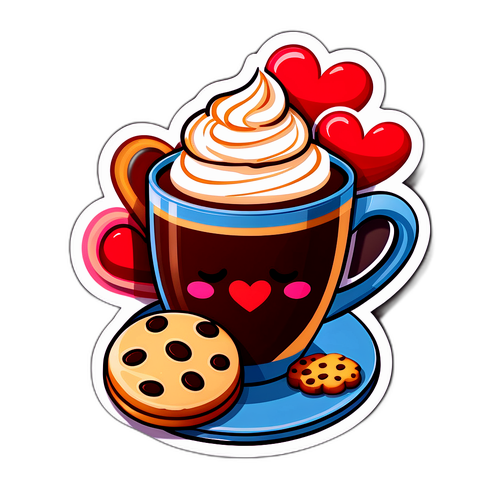 温暖的咖啡杯与美味饼干