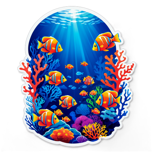 Sticker Pemandangan Bawah Laut yang Cerah