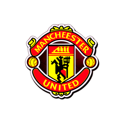 Manchester United Logosu Futbol Arka Planı ile Sticker