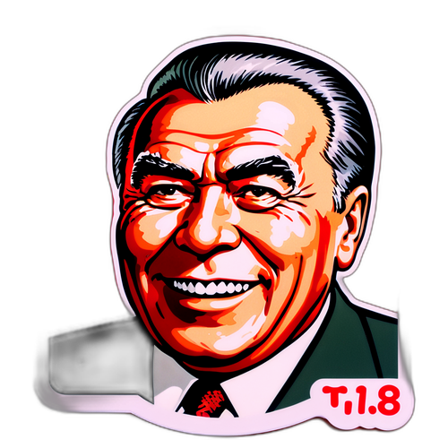 Брежнев улыбается на фоне красного флага с надписью "Время перемен"