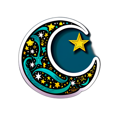 Sticker Bulan Sabit dan Bintang untuk Niat Puasa Ramadhan
