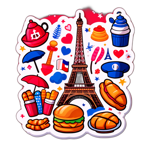 Kibandiko cha Eiffel Tower na Alama za Ufaransa