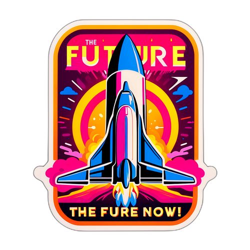 Design di un adesivo ispirato al retro che mostra motori termici innovativi del 2035