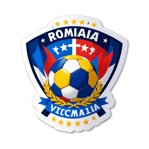 Ecuson cu echipa națională de fotbal, România, uniți pentru victorie!