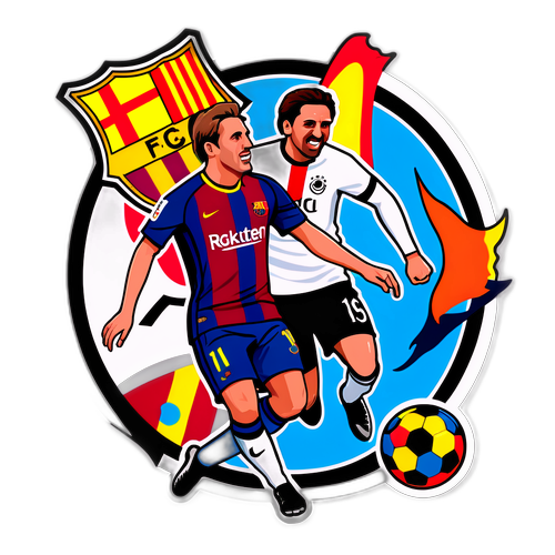 Aufkleber mit den besten Spielmomenten von Barcelona und Frankfurt