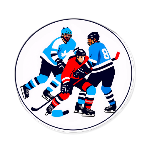 Actiongeladenes Aufkleber eines Hockeyspiels bei den Olympischen Spielen