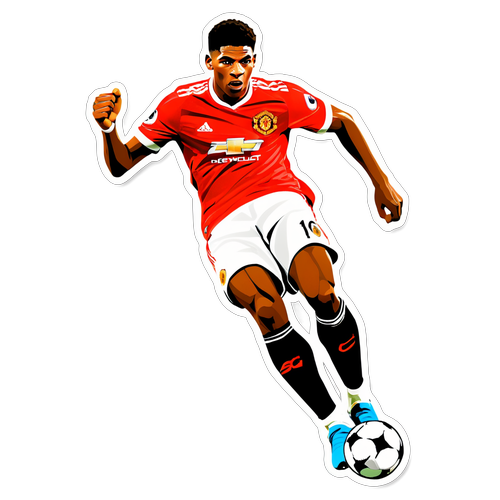 Rashford'un Dinamik Futbol Pose İllüstrasyonu