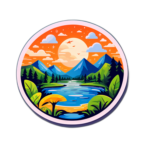 Ilustrasi Stiker Refleksi Harian dengan Tema Alam
