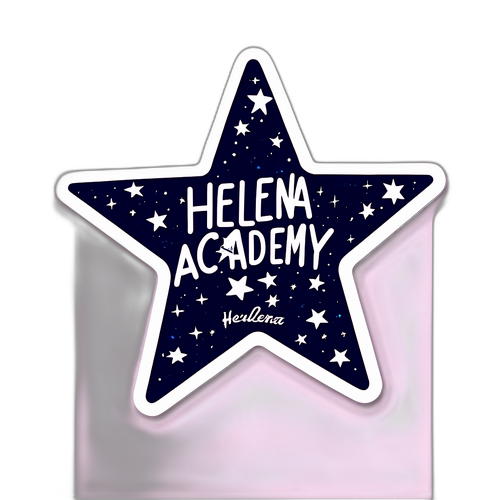 Een stijlvolle sticker van een sterrenhemel boven een muziekacademie
