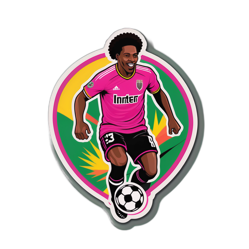Autocollant Énergétique d'un Joueur de Football d'Inter Miami avec des Éléments de Culture Reggae