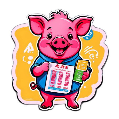 Sticker hình con heo vui vẻ
