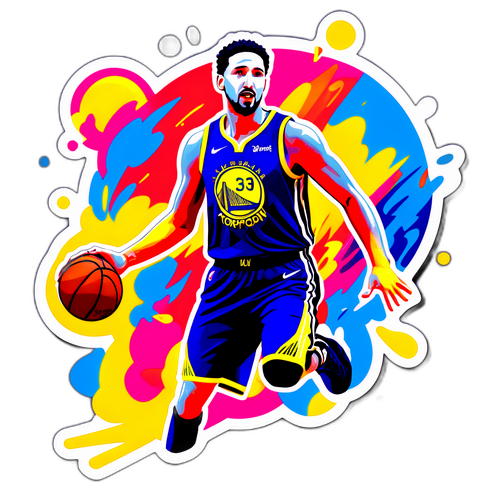 Desenho de Klay Thompson em ação durante um jogo