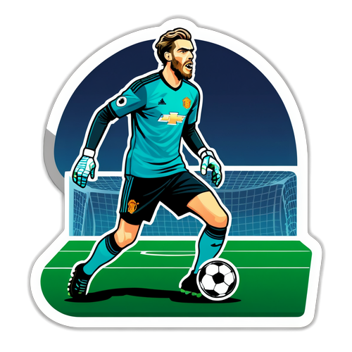 Stiker Retro Lapangan Sepak Bola De Gea