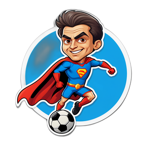 קריקטורה כיפית של רמי גרשון, גיבור על במשחק כדורגל