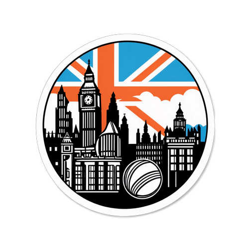 Peisaj urban Londonez cu minge de cricket