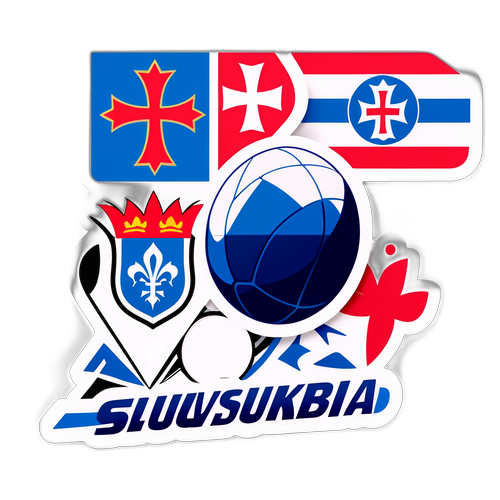 Návrh samolepky kombinující symboly Slovenska a Lucemburska se sportovním odkazem