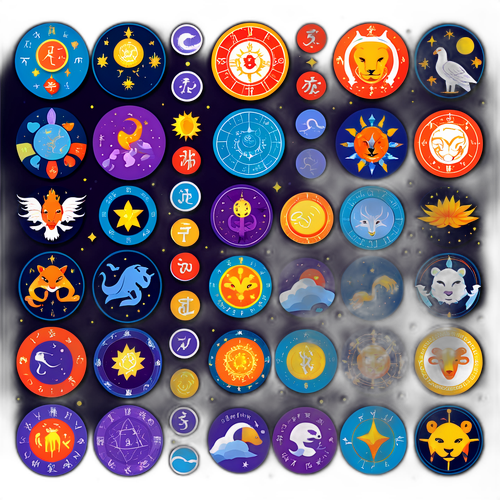 สติกเกอร์ดวงชะตา: สัญลักษณ์ราศีและข้อความมงคล