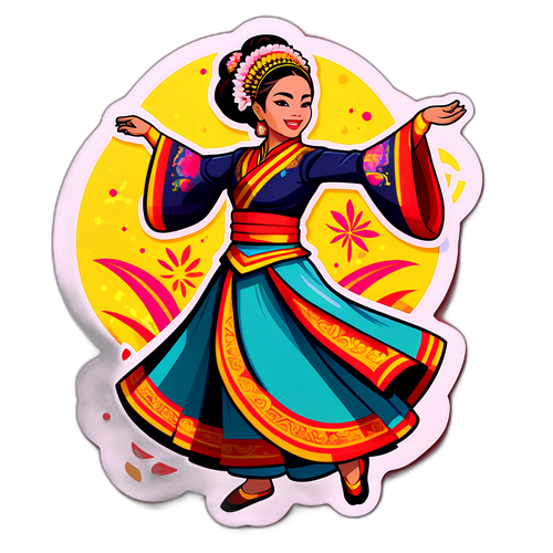 Tradycyjny taniec malajski w pełnym ruchu