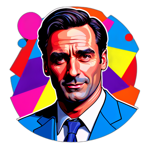 Retrato artístico de Jon Hamm en estilo pop art