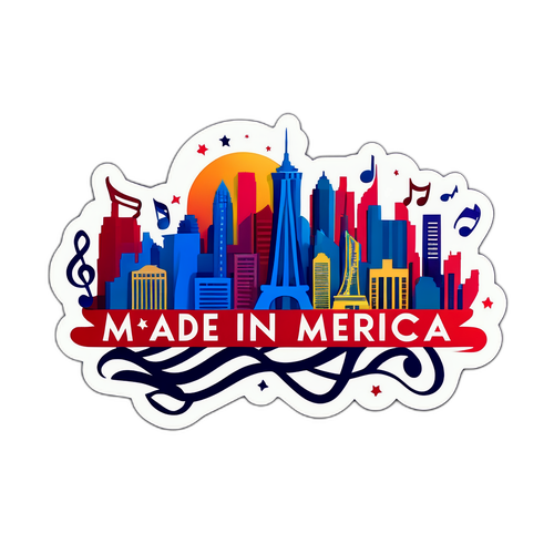 Made in America Musical Skyline Sticker