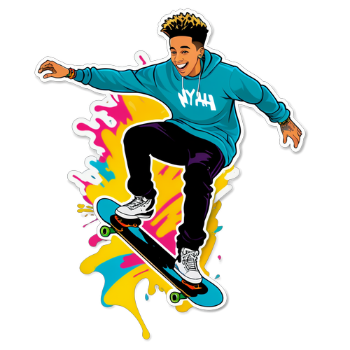 Oplev Øjeblikket: Nyjah Hustons Utrolig Skateboard Trick med Farverige Eksplosioner!