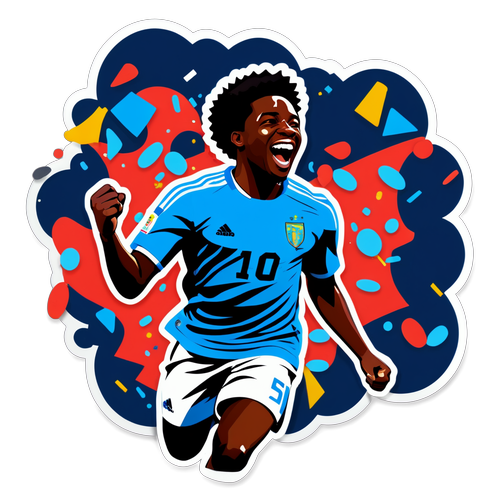Stiker Monokrom Ansu Fati Merayakan Gol